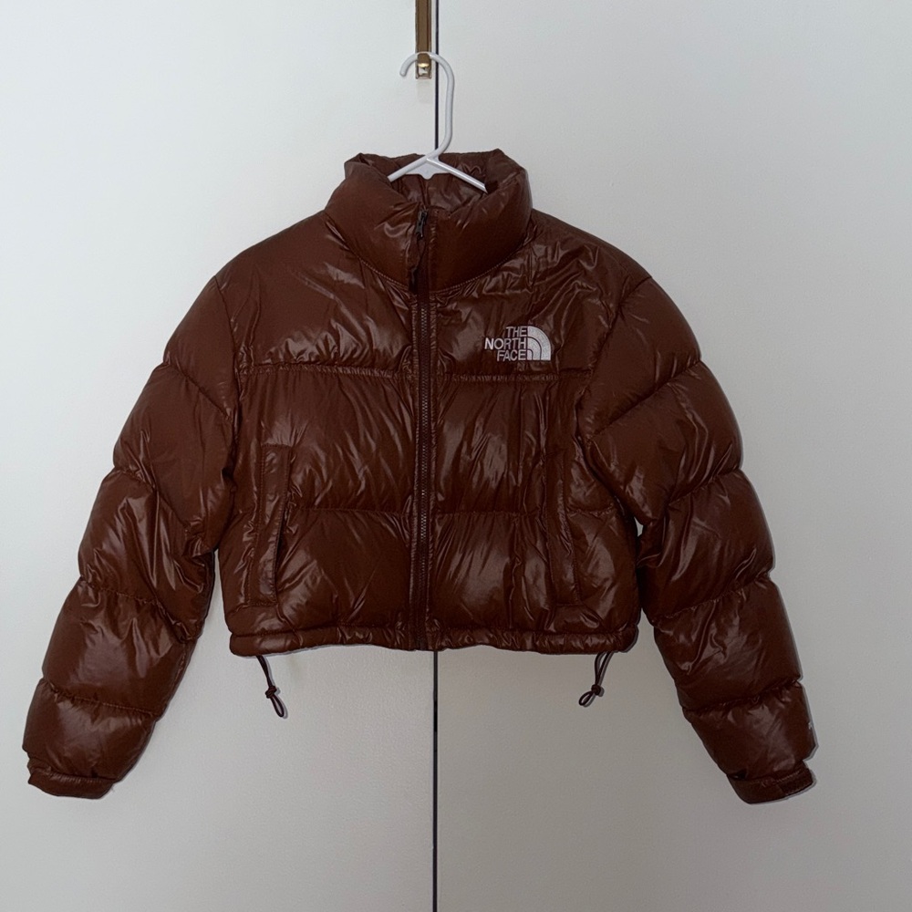 The North Face Women's Brown Puffer cropped Jacket